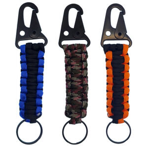 3 Pack Paracord Carabiner Keychain Ring Clasp Braided Lanyard Outdoor Survival